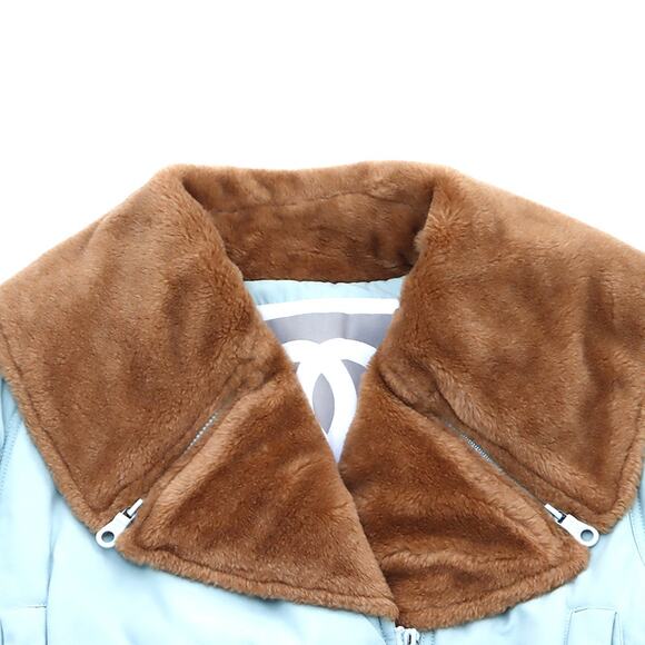 Authentic CHANEL Vintage Sports Line Bomber Jacket 2001 Shawl Blue Ski Snow - Picture 3 of 12